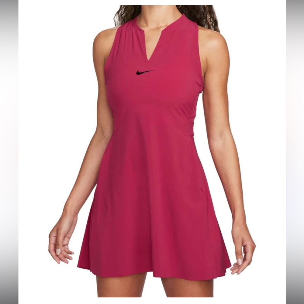 Nike Women's Magenta Tennis Dress with Black Swoosh